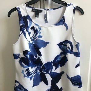 White and blue flowered tank